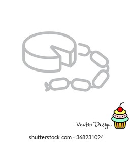 Web line icon. Cheese and sausage