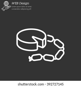Web line icon. Cheese and sausage