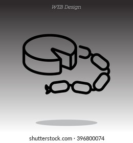 Web line icon. Cheese and sausage