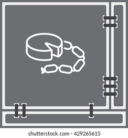 Web line icon. Cheese and sausage
