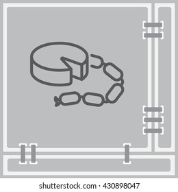 Web line icon. Cheese and sausage