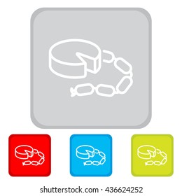 Web line icon. Cheese and sausage