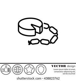Web line icon. Cheese and sausage