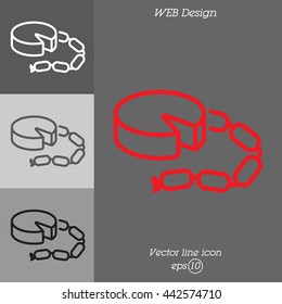 Web line icon. Cheese and sausage