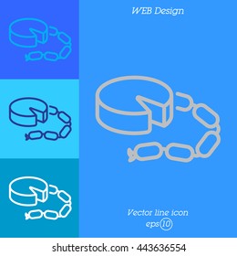 Web line icon. Cheese and sausage