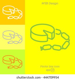 Web line icon. Cheese and sausage