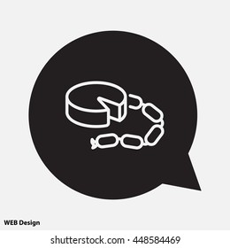 Web line icon. Cheese and sausage