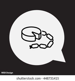 Web line icon. Cheese and sausage