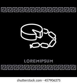 Web line icon. Cheese and sausage