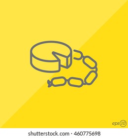 Web line icon. Cheese and sausage