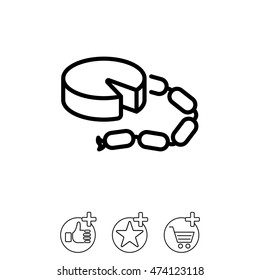 Web line icon. Cheese and sausage