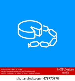 Web line icon. Cheese and sausage