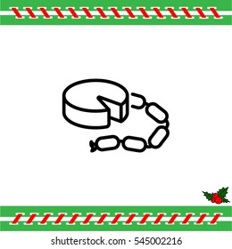 Web line icon. Cheese and sausage