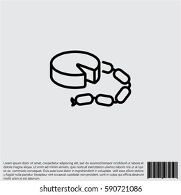 Web line icon. Cheese and sausage