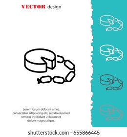 Web line icon. Cheese and sausage