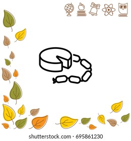 Web line icon. Cheese and sausage