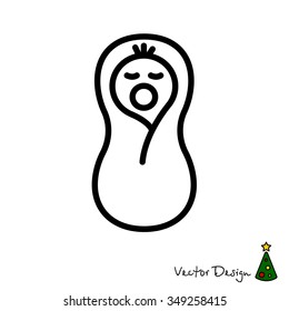 Web line icon. Child in diapers, newborn