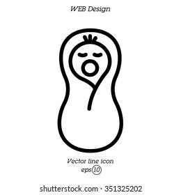 Web line icon. Child in diapers, newborn