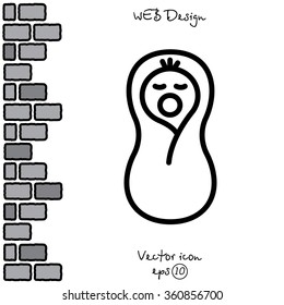 Web line icon. Child in diapers, newborn