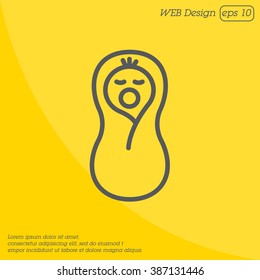 Web line icon. Child in diapers, newborn