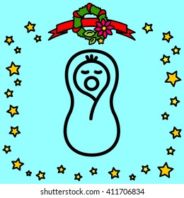 Web line icon. Child in diapers, newborn