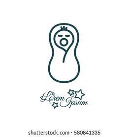 Web line icon. Child in diapers, newborn