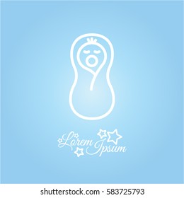 Web line icon. Child in diapers, newborn