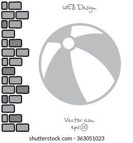 Web line icon. Children's ball, baby toy