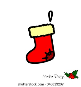 Web line icon. Christmas boot for gifts, Santa's boot
