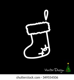 Web line icon. Christmas boot for gifts, Santa's boot