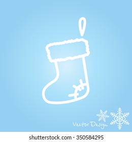 Web line icon. Christmas boot for gifts, Santa's boot