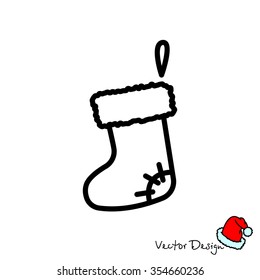 Web line icon. Christmas boot for gifts, Santa's boot