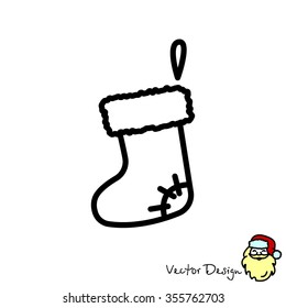 Web line icon. Christmas boot for gifts, Santa's boot