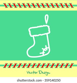 Web line icon. Christmas boot for gifts, Santa's boot