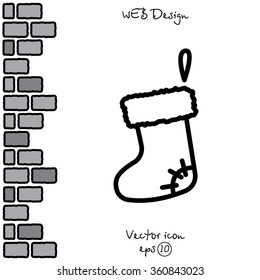 Web line icon. Christmas boot for gifts, Santa's boot
