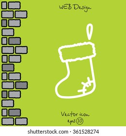Web line icon. Christmas boot for gifts, Santa's boot