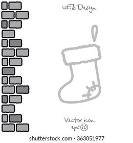 Web line icon. Christmas boot for gifts, Santa's boot