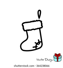 Web line icon. Christmas boot for gifts, Santa's boot