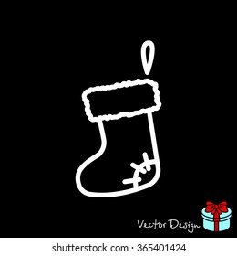 Web line icon. Christmas boot for gifts, Santa's boot