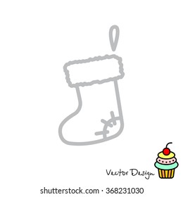 Web line icon. Christmas boot for gifts, Santa's boot