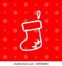 Web line icon. Christmas boot for gifts, Santa's boot