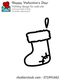 Web line icon. Christmas boot for gifts, Santa's boot