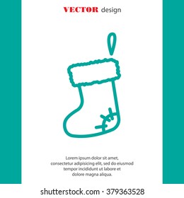 Web line icon. Christmas boot for gifts, Santa's boot
