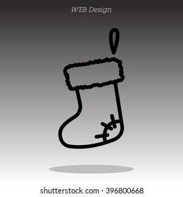 Web line icon. Christmas boot for gifts, Santa's boot