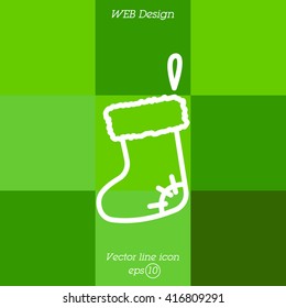 Web line icon. Christmas boot for gifts, Santa's boot