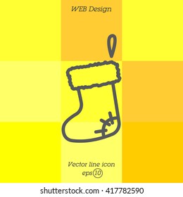 Web line icon. Christmas boot for gifts, Santa's boot