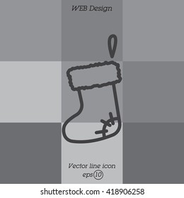 Web line icon. Christmas boot for gifts, Santa's boot