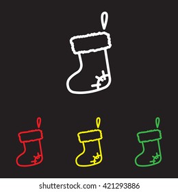 Web line icon. Christmas boot for gifts, Santa's boot