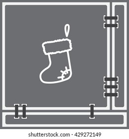 Web line icon. Christmas boot for gifts, Santa's boot