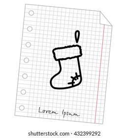 Web line icon. Christmas boot for gifts, Santa's boot